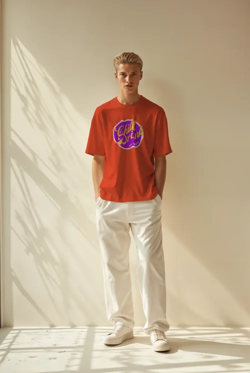 Stylish Mockup of T-Shirt in Minimalist Fashion Scene