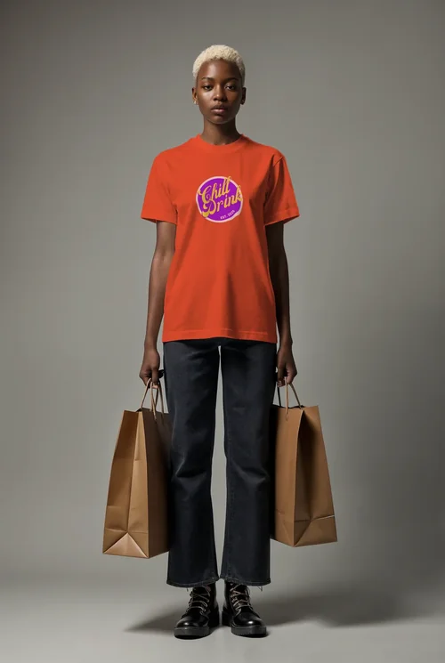 Stylish Mockup T-Shirt Design with Model in Fashion Shoot