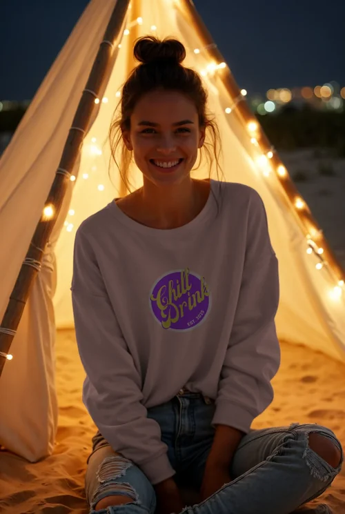 Mockup of a Smiling Woman in a Cozy Sweatshirt