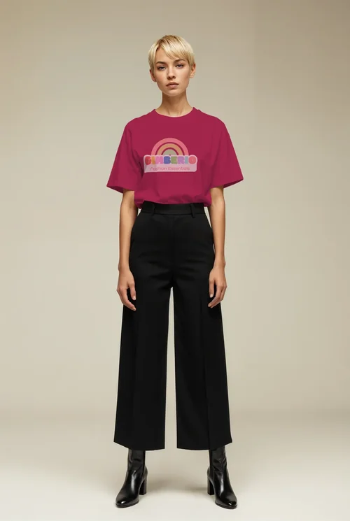 Bold T-Shirt Mockup with Supermodel in Contemporary Style