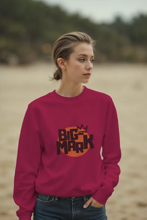 Simple Sweatshirt Mockup in Serene Beach Setting