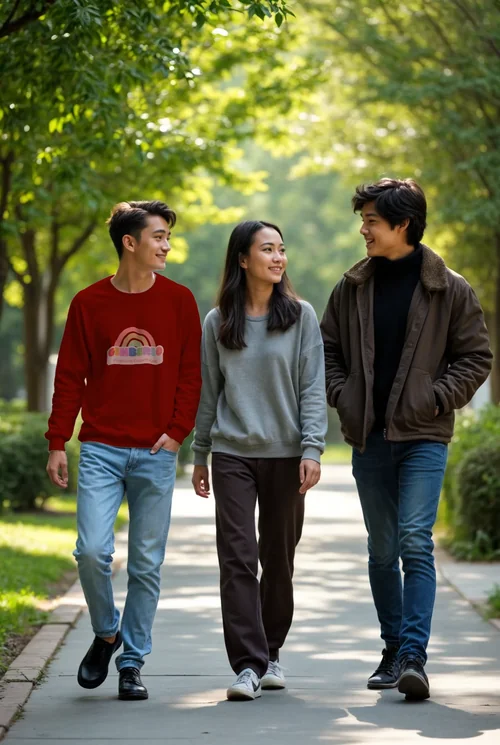 Diverse Young Adults in Stylish Sweatshirt Mockup