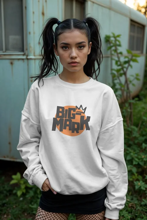 Urban Sweatshirt Mockup: Stylish Women's Fashion Portrait