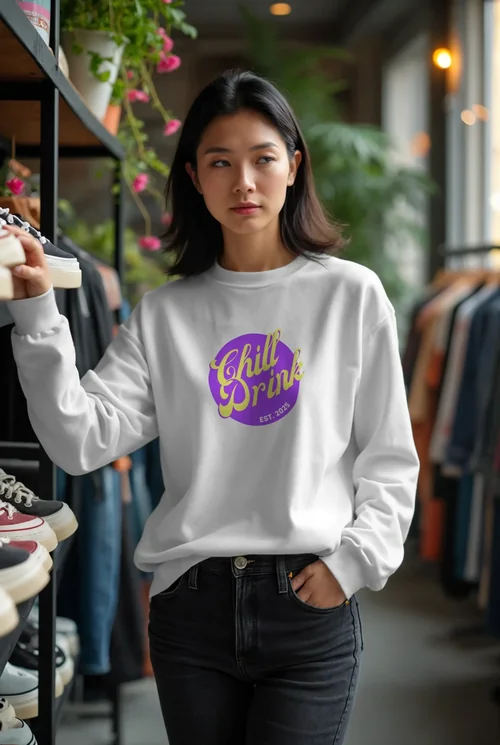 Mockup of Casual Sweatshirt in Contemporary Retail Setting