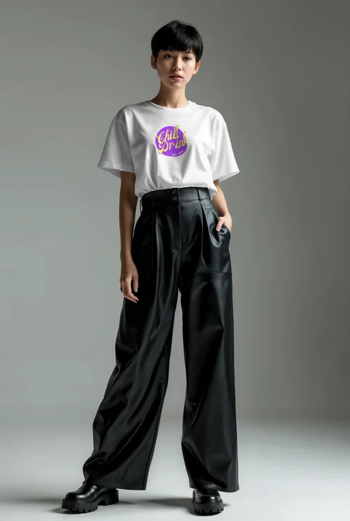 Stylish T-Shirt Mockup Featuring a Confident Supermodel