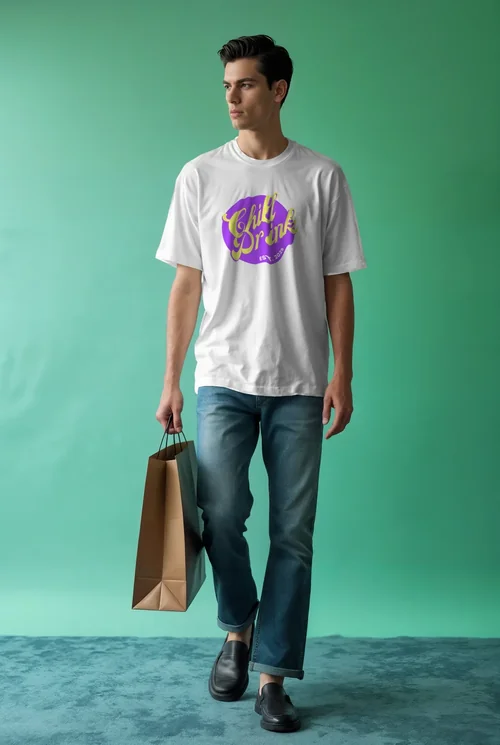 Stylish Mockup of T-Shirt Worn by Male Supermodel