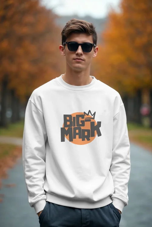 Mockup of Casual White Sweatshirt for Young Adults