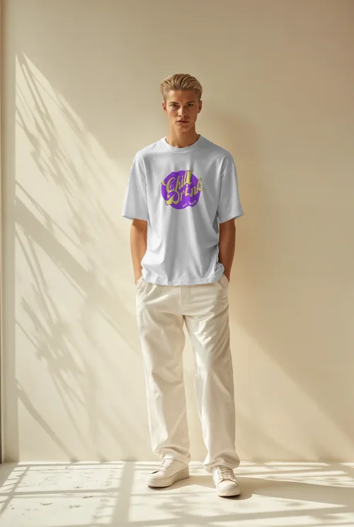 Stylish Mockup of T-Shirt in Minimalist Fashion Scene