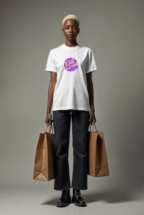 Stylish Mockup T-Shirt Design with Model in Fashion Shoot