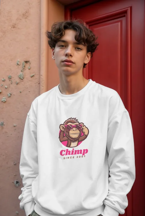 Mockup of Casual White Sweatshirt in Urban Setting