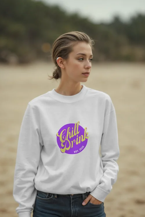 Simple Sweatshirt Mockup in Serene Beach Setting